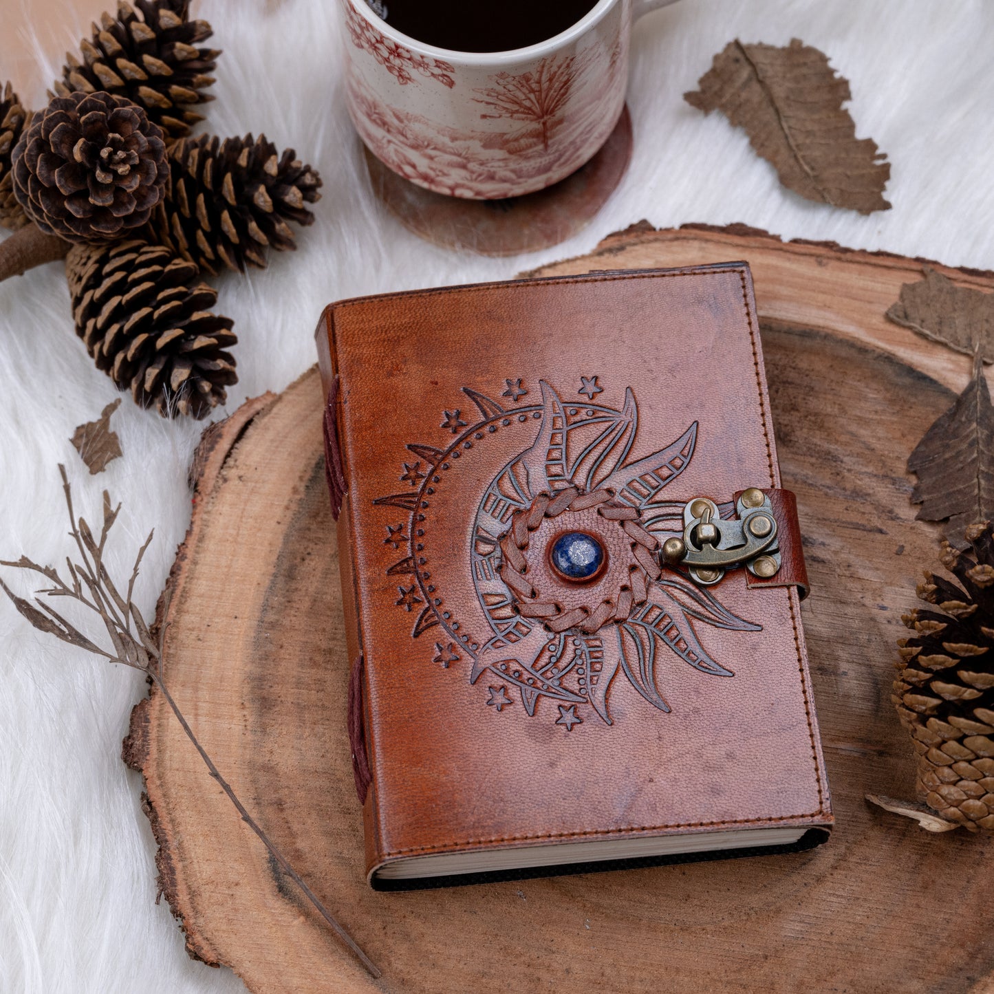 Leather Journal Embossed with Stone 200 Travel Journal