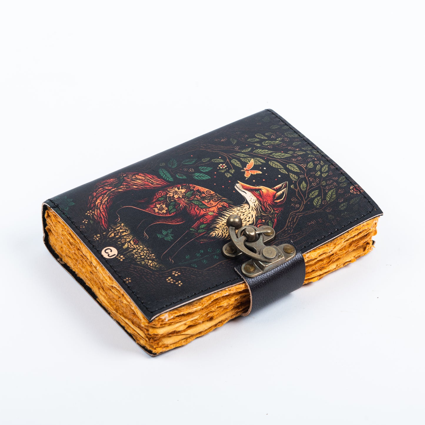 Vintage Leather Bound Diary with Wolf Print