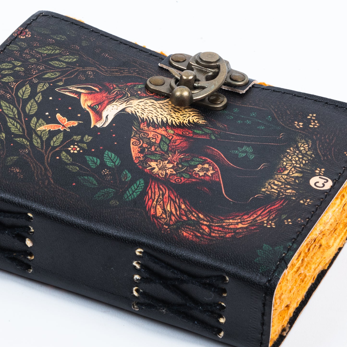 Vintage Leather Bound Diary with Wolf Print