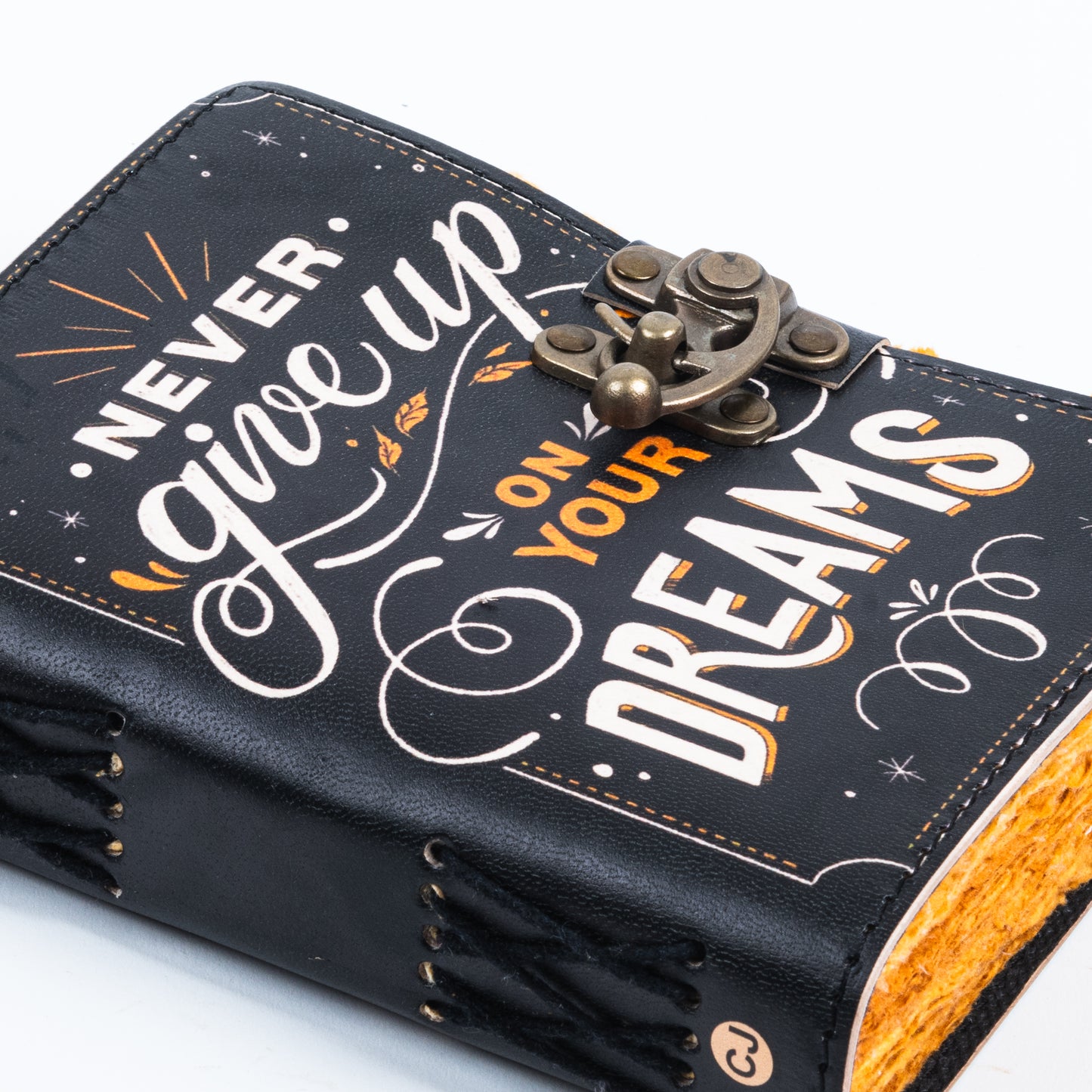Vintage Leather Bound Diary with Quote Print