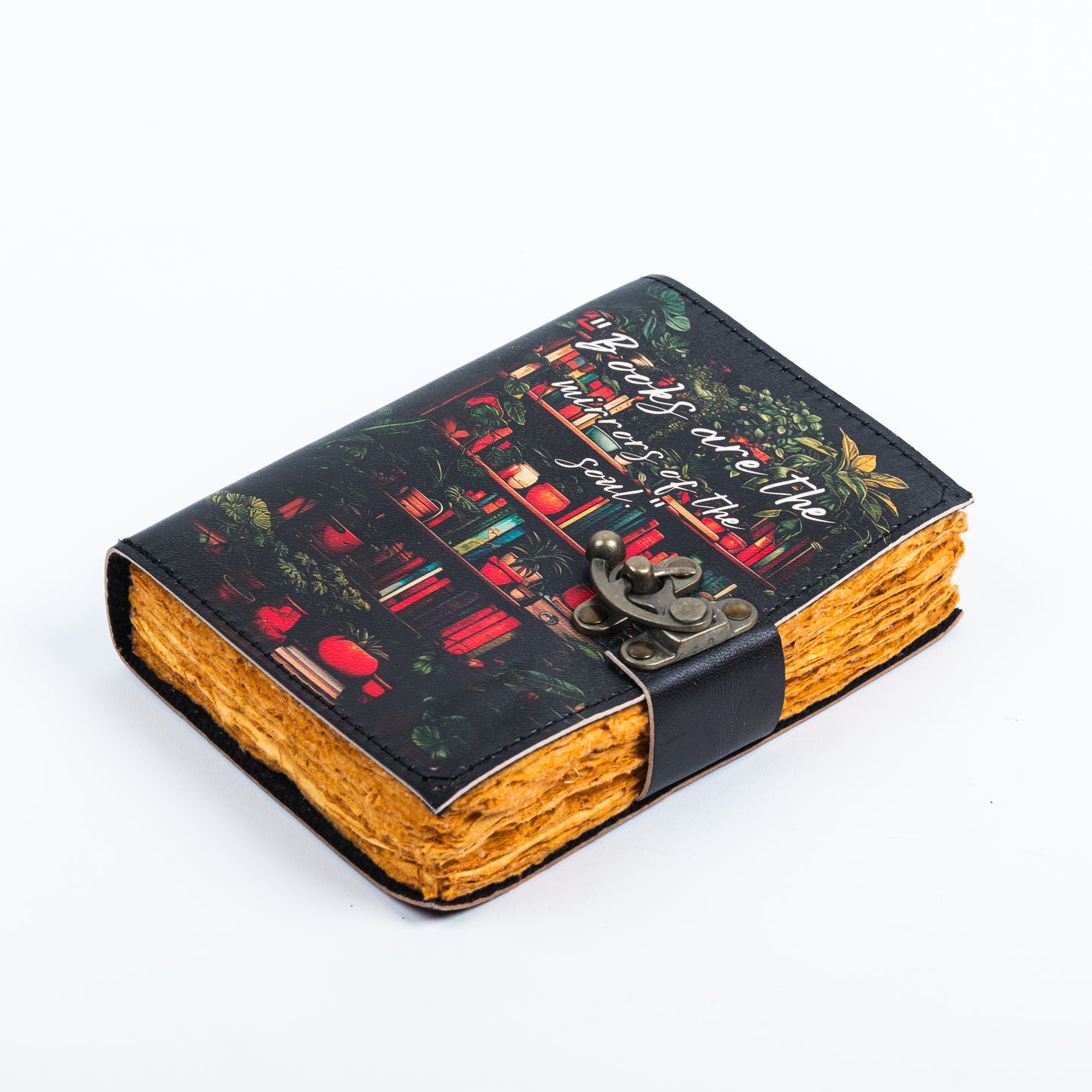 Leather Journal Notebook with Book Lover Print Quote Journal