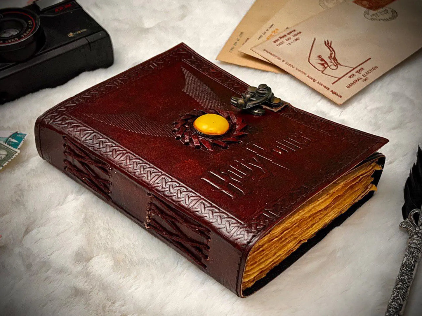 Leather Journal Vintage Notebook with Harry Potter Embossed
