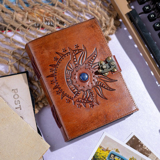 Leather Journal Embossed with Stone 200 Travel Journal