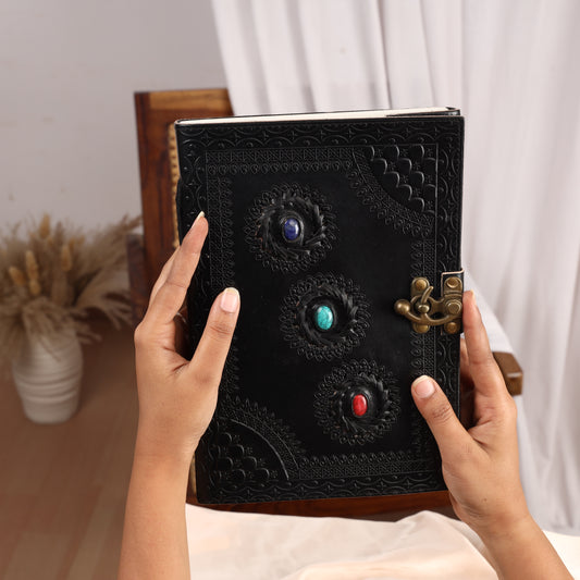 3 Precious Chakra Leather Journal Chakra Stones Meditation
