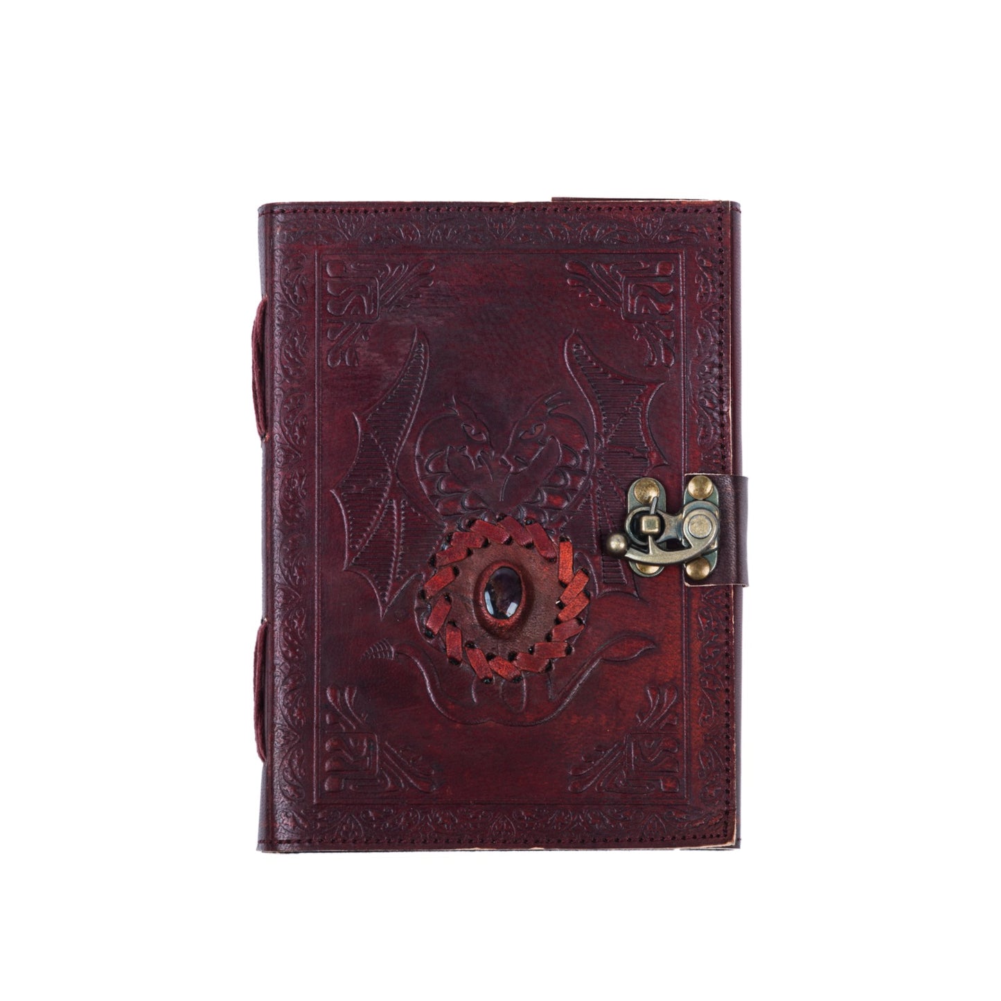 Leather Journal with Stone Dragon Embossed Travel Journal 