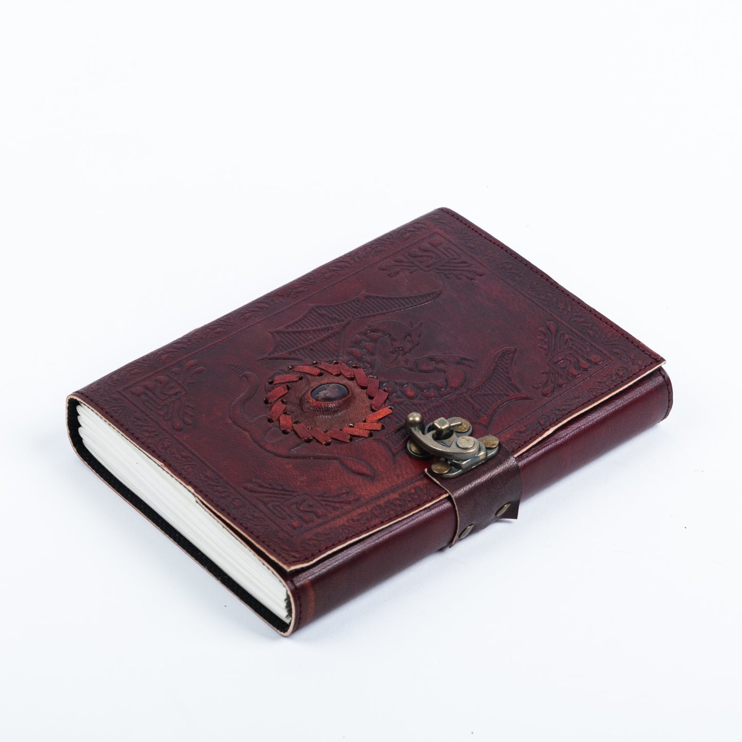 Leather Journal with Stone Dragon Embossed Travel Journal 
