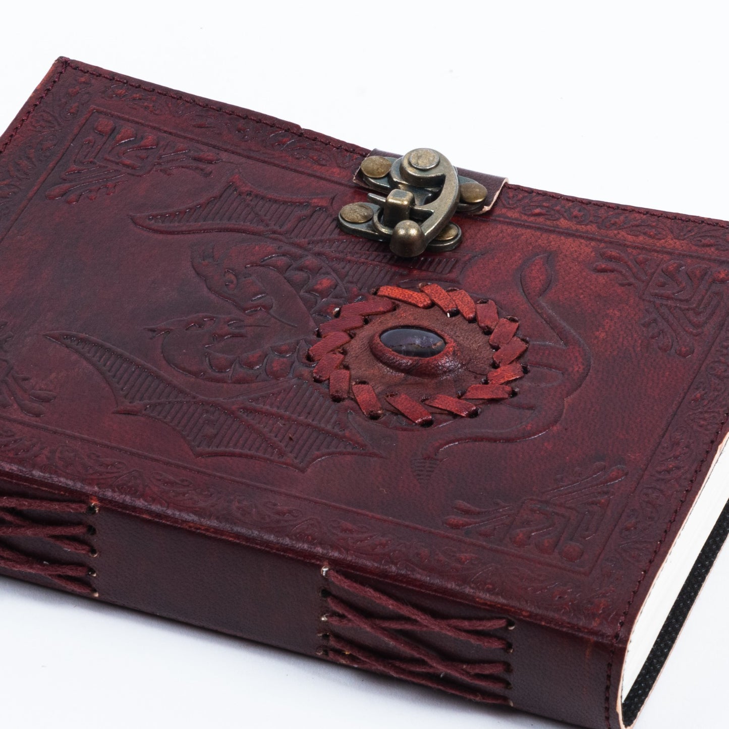 Leather Journal with Stone Dragon Embossed Travel Journal 
