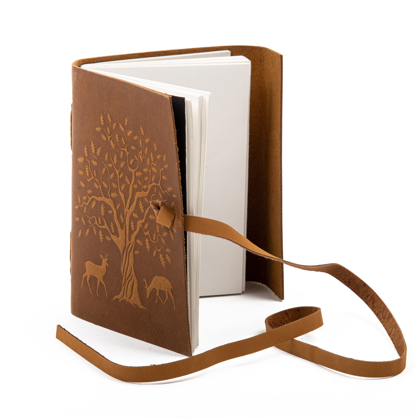 Embossed Leather Journal With Tree with Deer