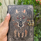 Wolf Embossed Leather Journal diary with 200 Handmade pages