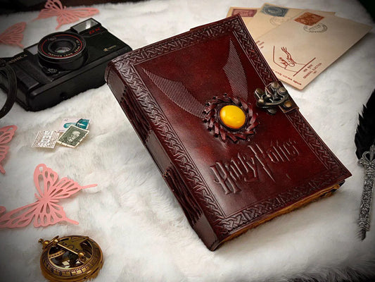 Leather Journal Vintage Notebook with Harry Potter Embossed