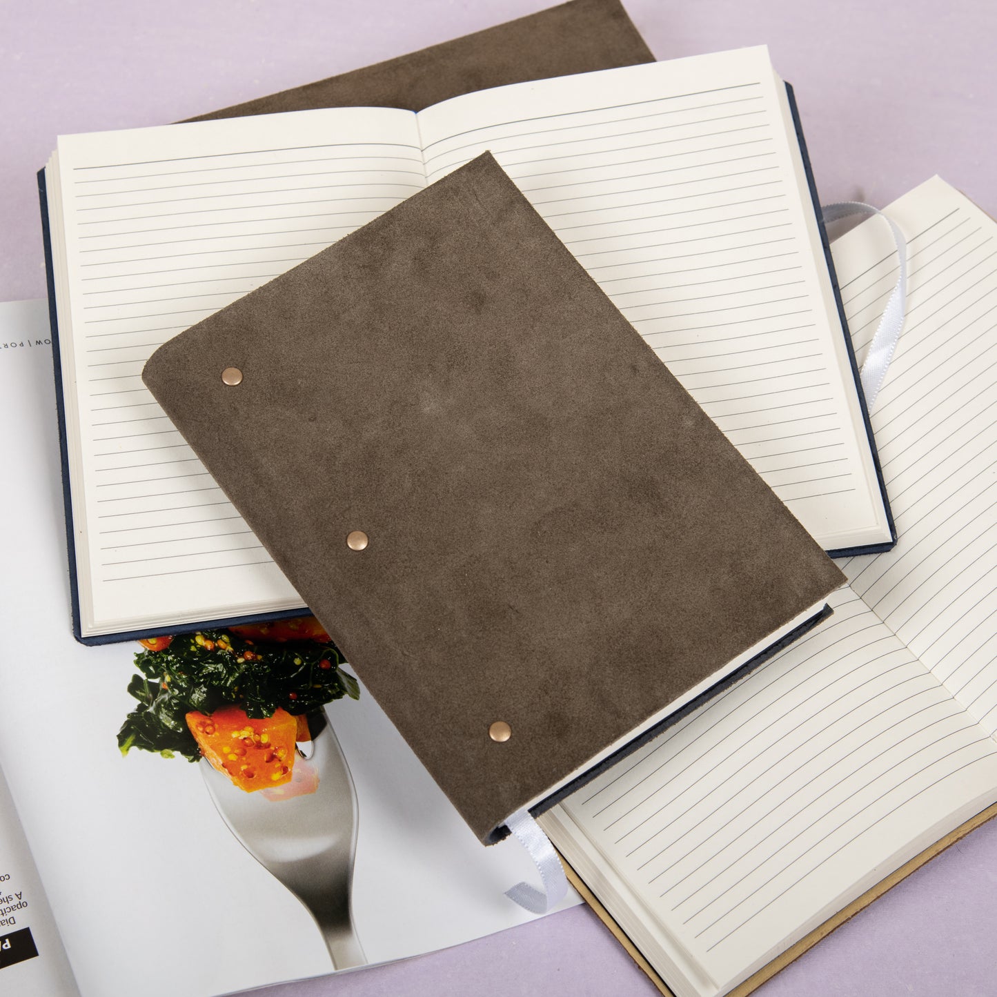 Soft Cover Suede leather diary journal-Grey