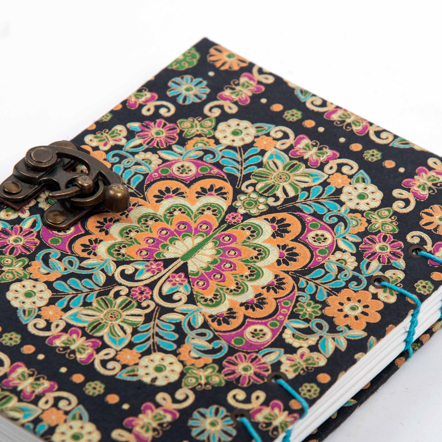 Journal Diary with Lock - Special Binding Unruled Diary with Serigraphy Art Butterfly Print